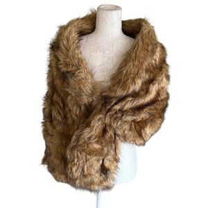 Vintage Faux Fur Asymmetrical Stole Wrap Shawl - OS